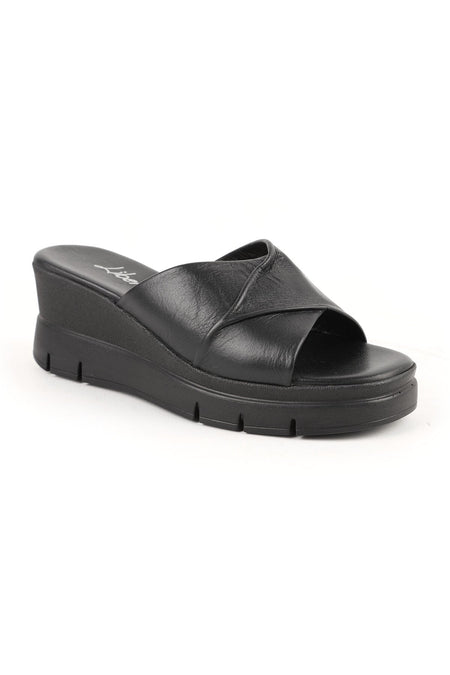 Women's Slippers Daily Genuine Leather Padded Sole Medium Heeled Anatomical Mother Shoes L060.281 - MALLTURK