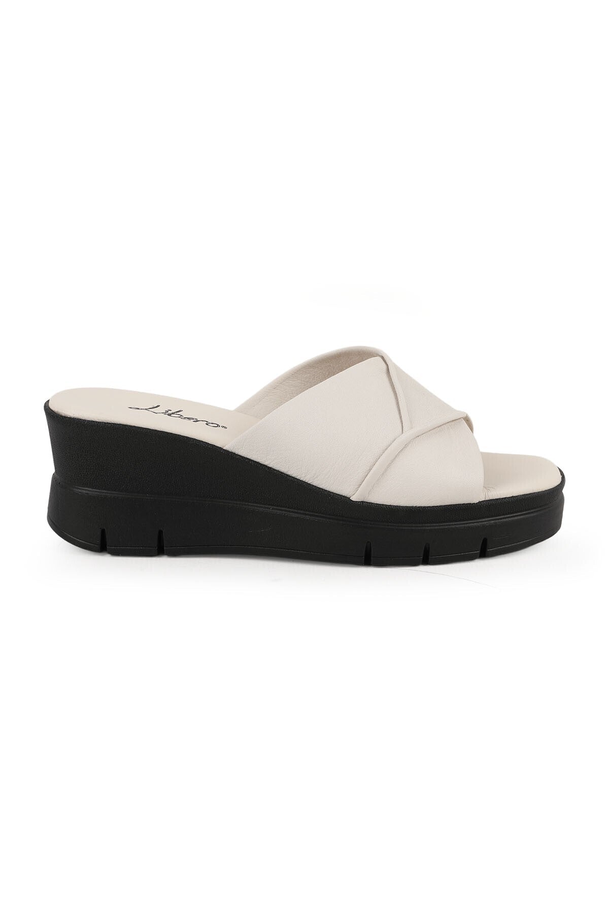 Women's Slippers Daily Genuine Leather Padded Sole Medium Heeled Anatomical Mother Shoes L060.281 - MALLTURK