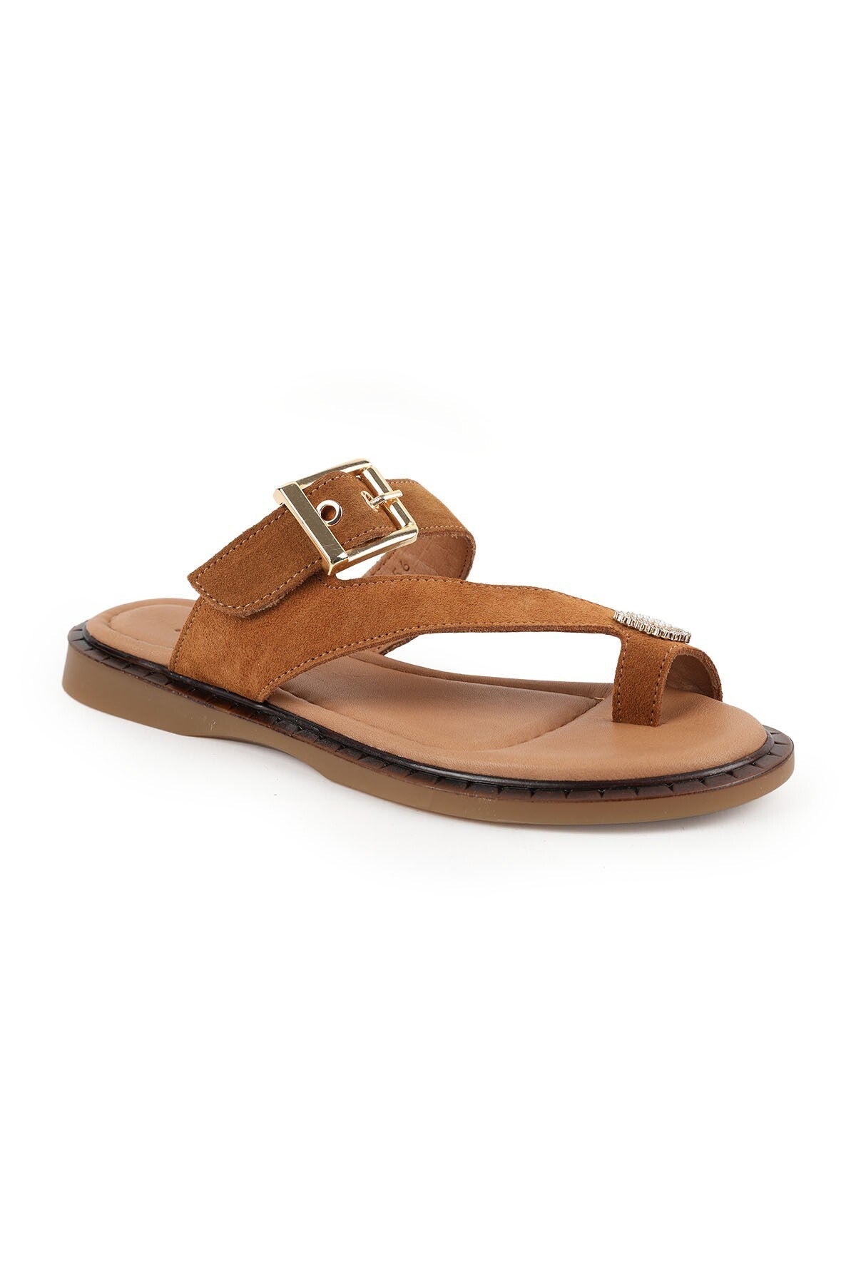 Women's Slippers, Flip-Flops, Stoned Buckle, Suede Mother's Shoes, Wide Fit L082.26656 - MALLTURK
