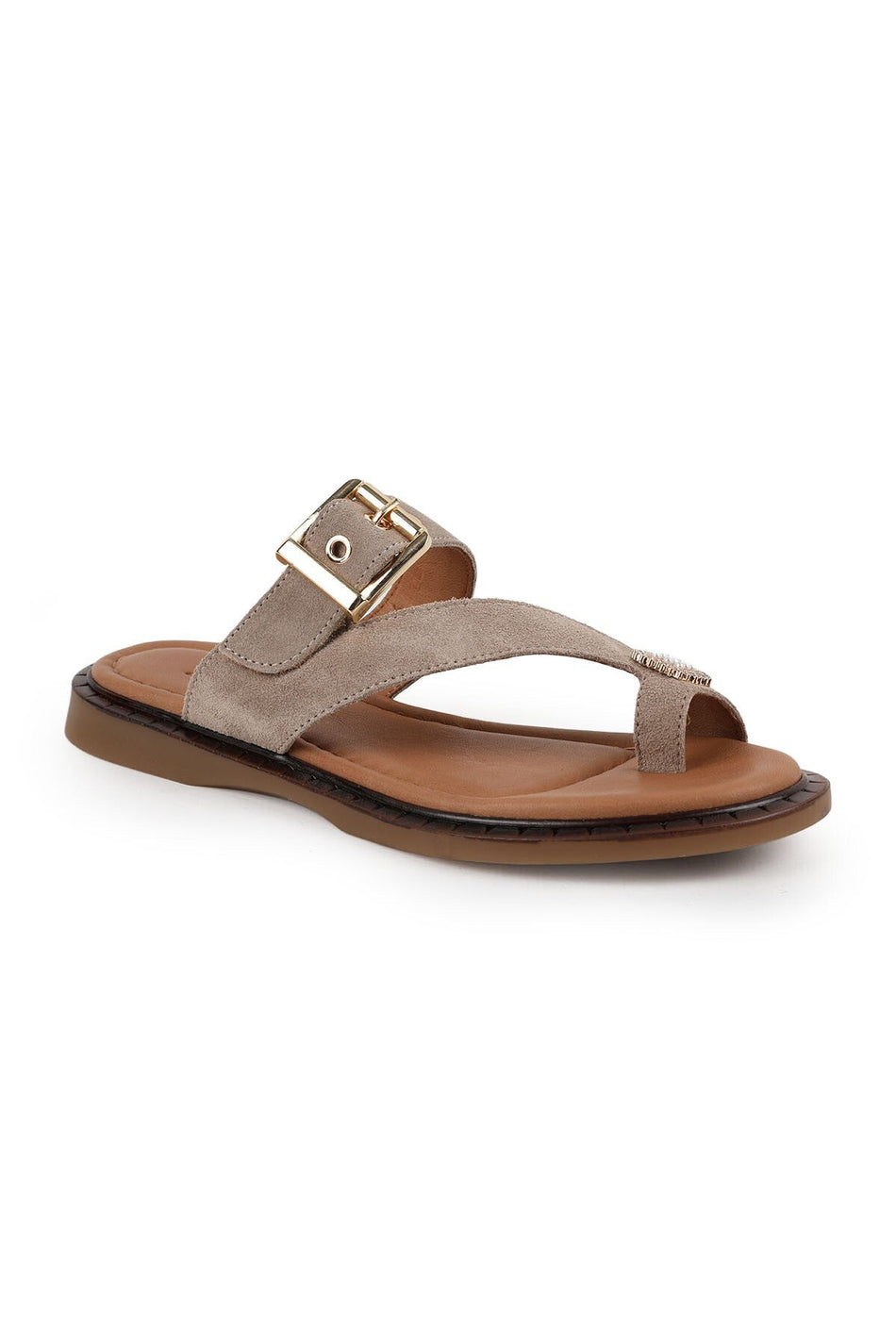 Women's Slippers, Flip-Flops, Stoned Buckle, Suede Mother's Shoes, Wide Fit L082.26656 - MALLTURK