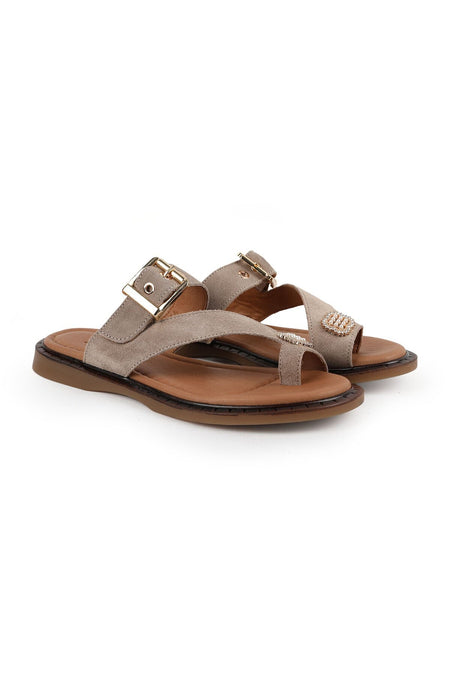 Women's Slippers, Flip-Flops, Stoned Buckle, Suede Mother's Shoes, Wide Fit L082.26656 - MALLTURK