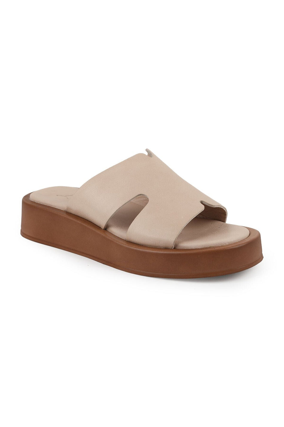Women's Slippers Open Toe H-Strapped Thick Sole Mother's Shoes Antique Leather L078.5021 - MALLTURK
