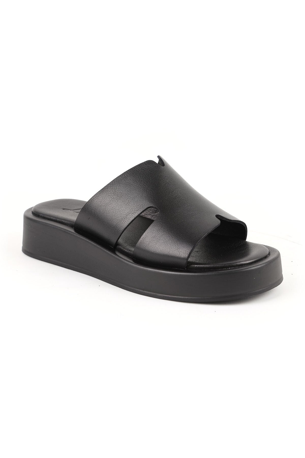 Women's Slippers Open Toe H-Strapped Thick Sole Mother's Shoes Antique Leather L078.5021 - MALLTURK