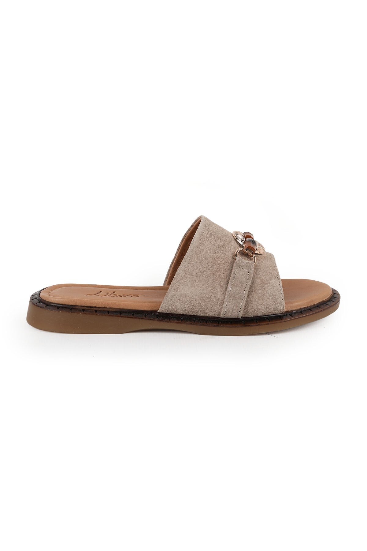 Women's Slippers Suede Open Toe Metal Buckle Mother's Shoes Wide Fit L082.26672 - MALLTURK