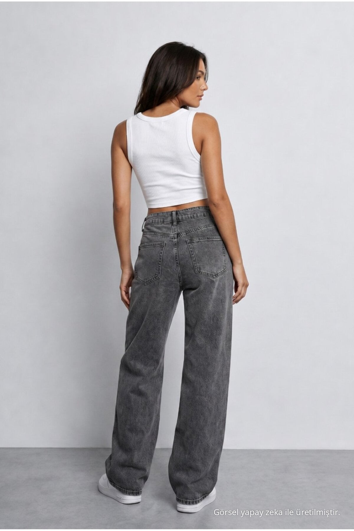 Women's Smoke Grey High Waist Wide Leg Loose Stretchy Palazzo Pants - MALLTURK