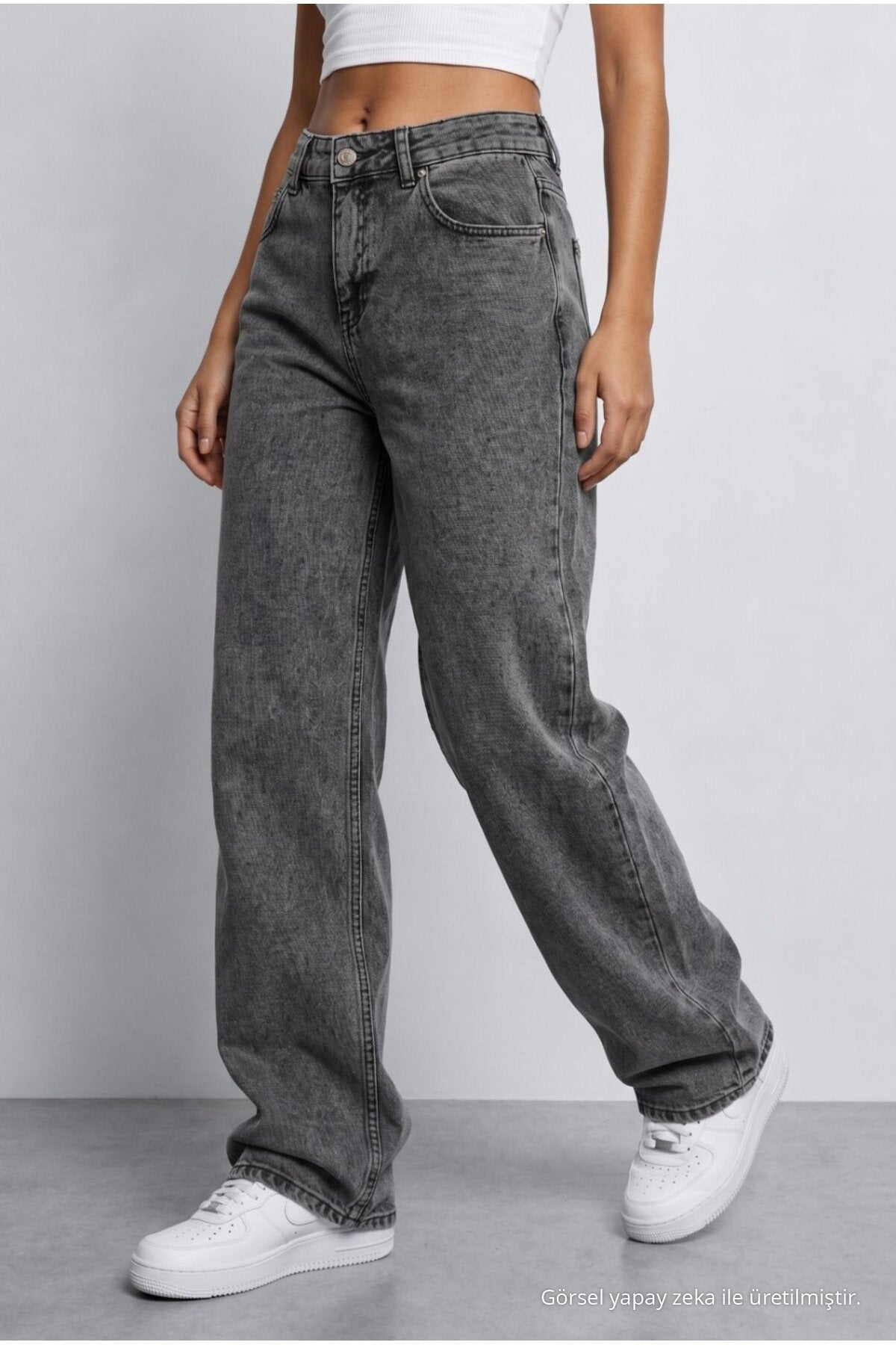Women's Smoke Grey High Waist Wide Leg Loose Stretchy Palazzo Pants - MALLTURK