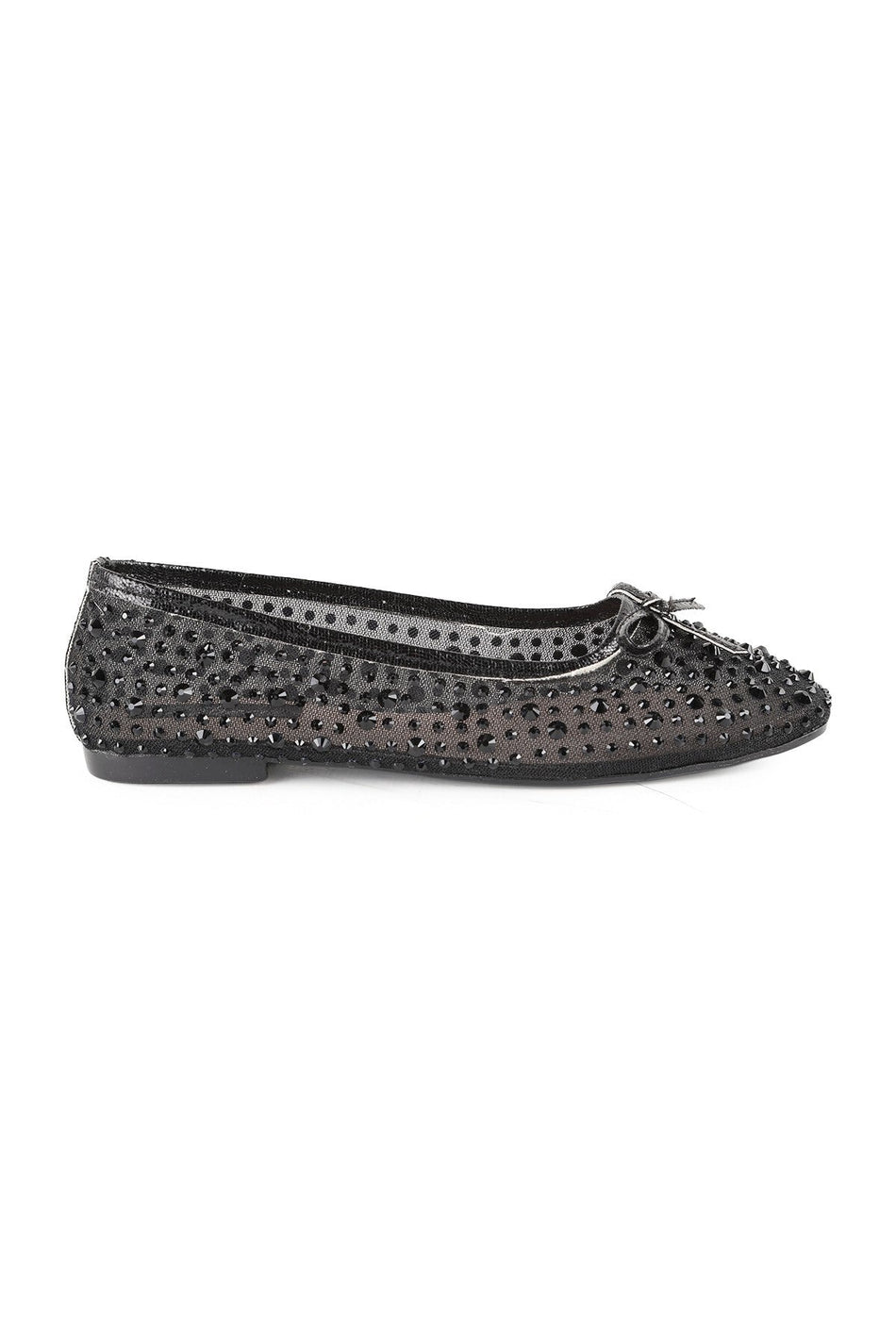 Women's Stone Embellished Bow Tulle Ballerina L085.K16/12 - MALLTURK