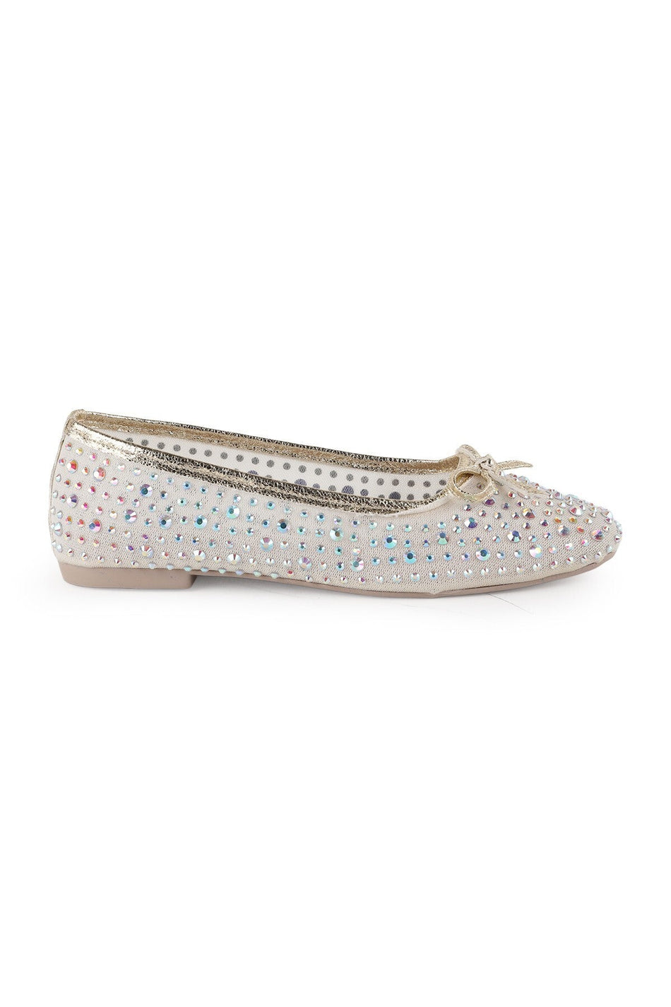 Women's Stone Embellished Bow Tulle Ballerina L085.K16/12 - MALLTURK