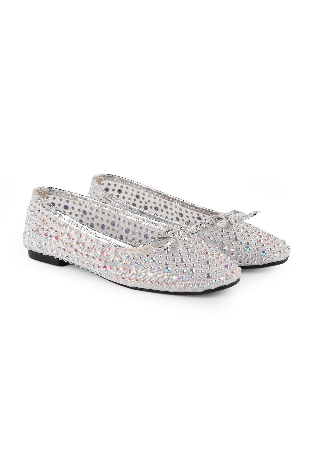 Women's Stone Embellished Bow Tulle Ballerina L085.K16/12 - MALLTURK