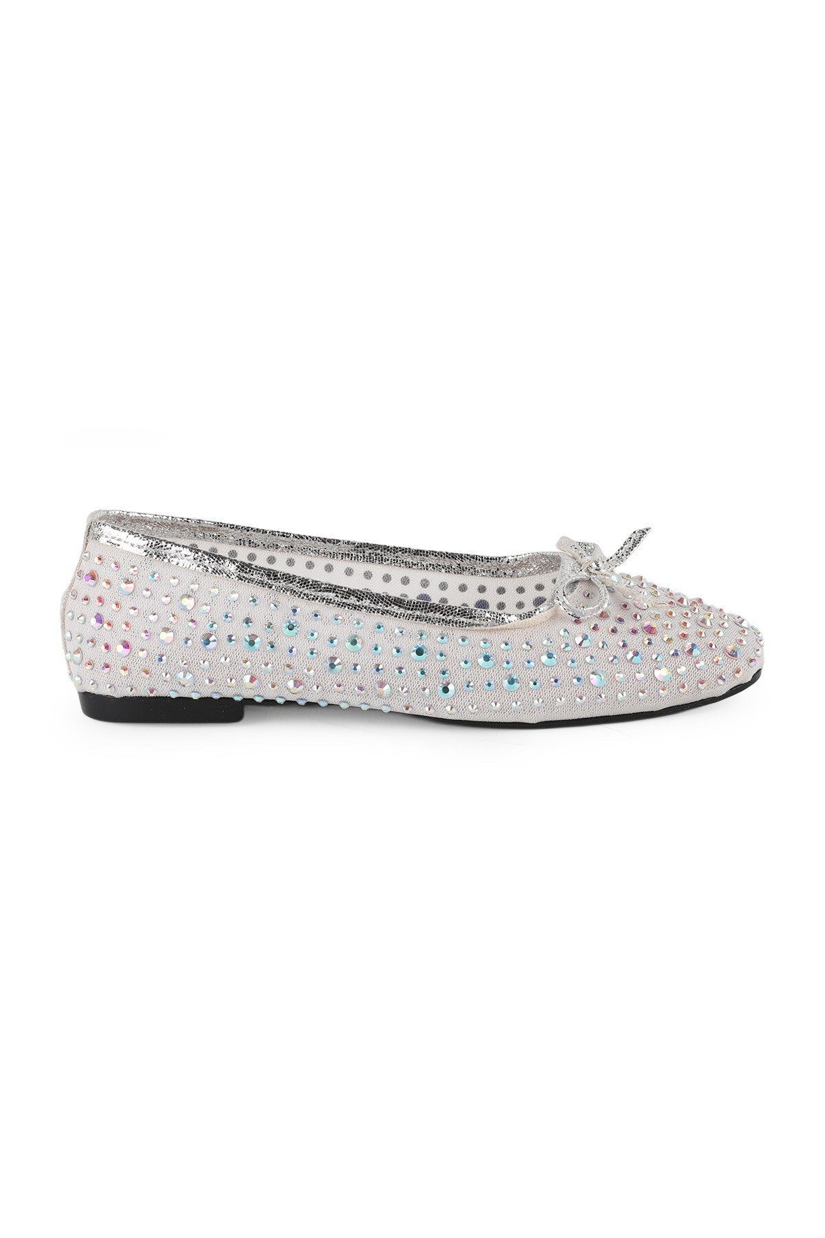 Women's Stone Embellished Bow Tulle Ballerina L085.K16/12 - MALLTURK