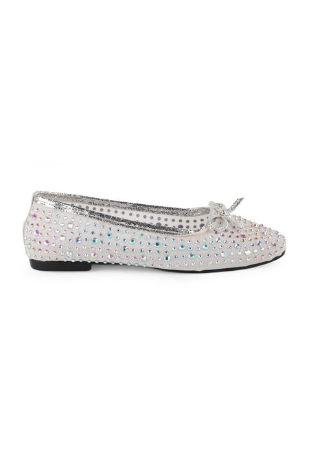 Women's Stone Embellished Bow Tulle Ballerina L085.K16/12 - MALLTURK