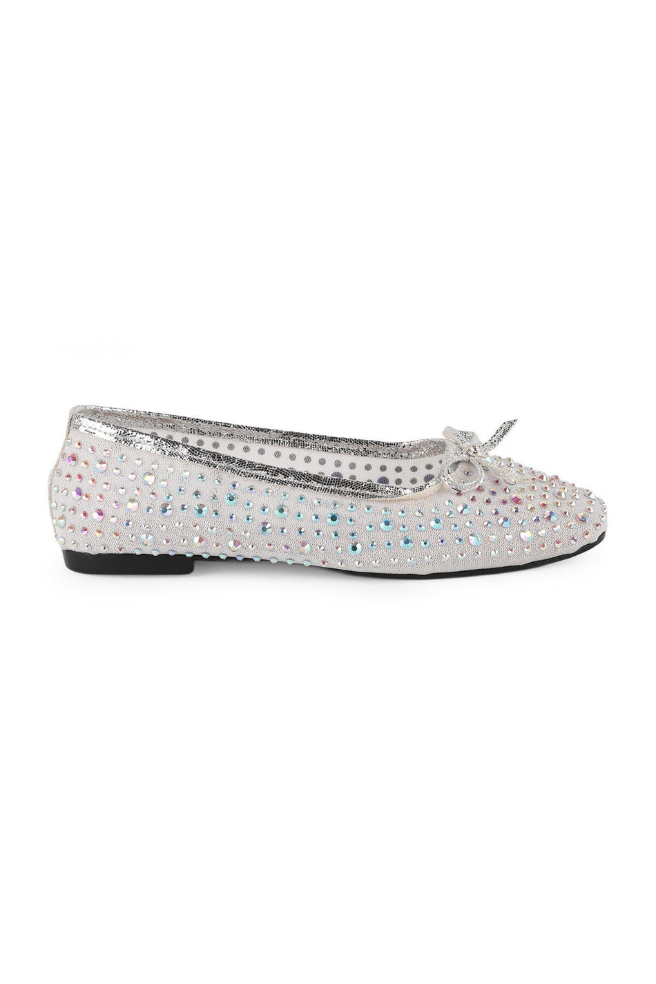 Women's Stone Embellished Bow Tulle Ballerina L085.K16/12 - MALLTURK
