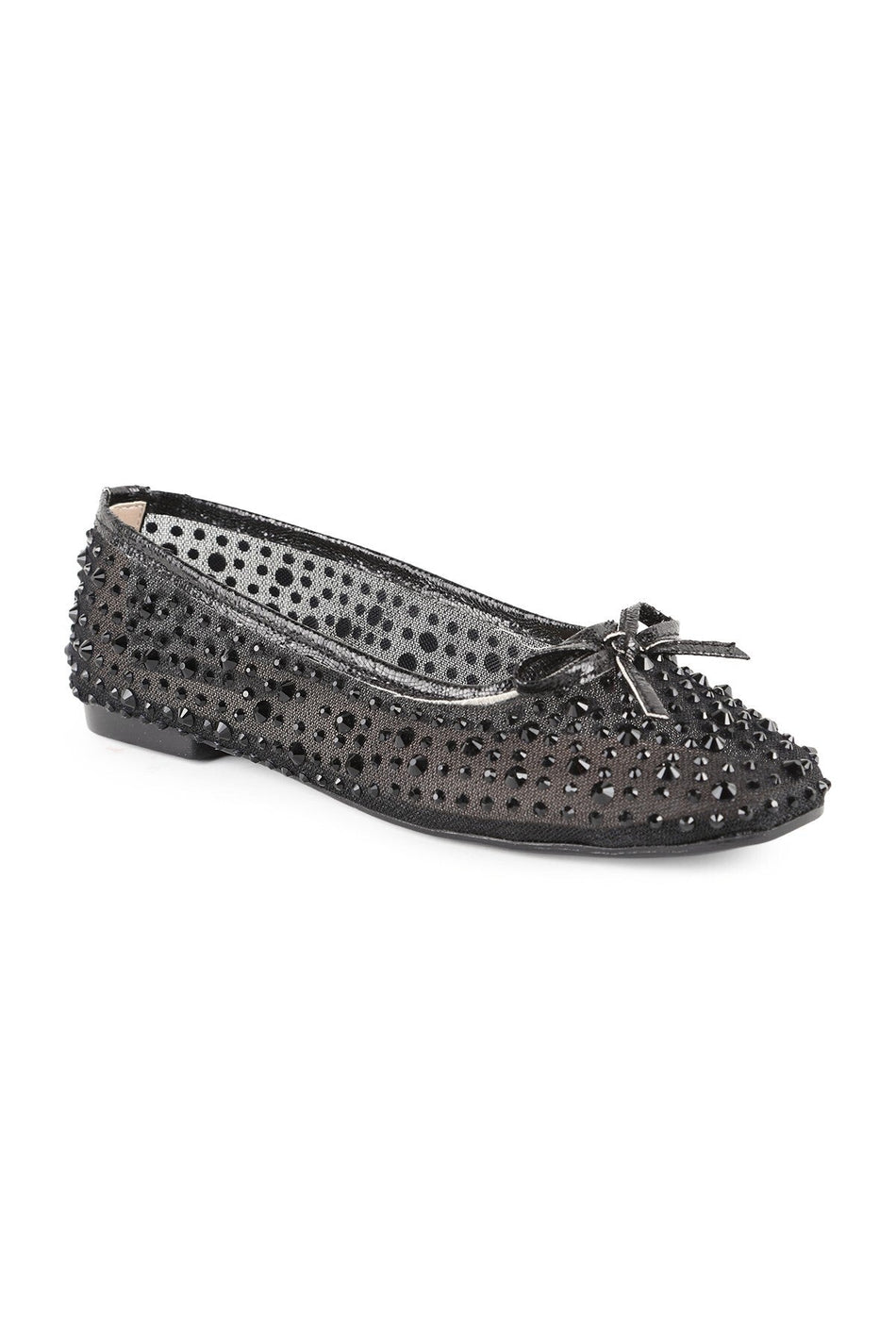Women's Stone Embellished Bow Tulle Ballerina L085.K16/12 - MALLTURK