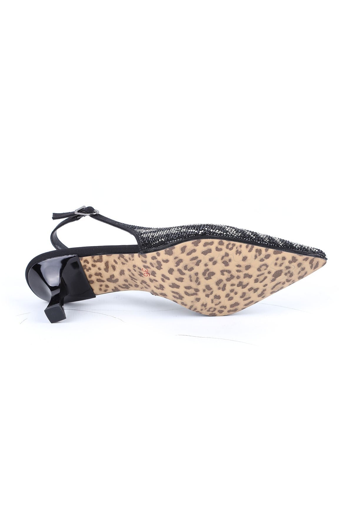 Women's Stone Heeled Shoes Open Back Pointed Toe Stylish Slingback Jurdan Sole L085.K9500 - MALLTURK