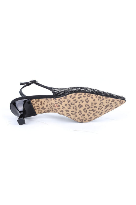 Women's Stone Heeled Shoes Open Back Pointed Toe Stylish Slingback Jurdan Sole L085.K9500 - MALLTURK