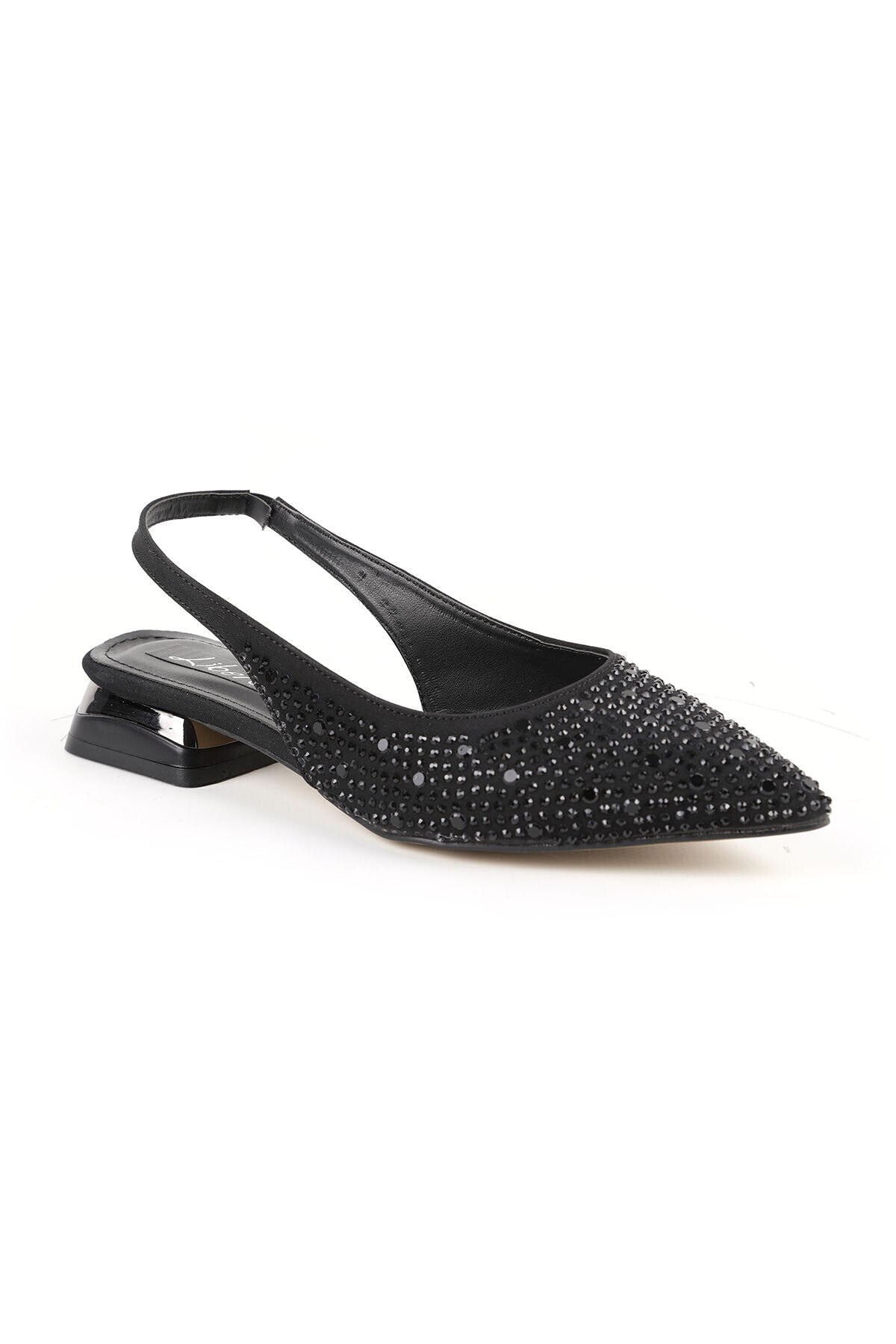 Women's Stone Heeled Shoes Pointed Toe Short Thick Heel Slingback Stylish Evening Dress Jurdan Sole L085K1200 - MALLTURK