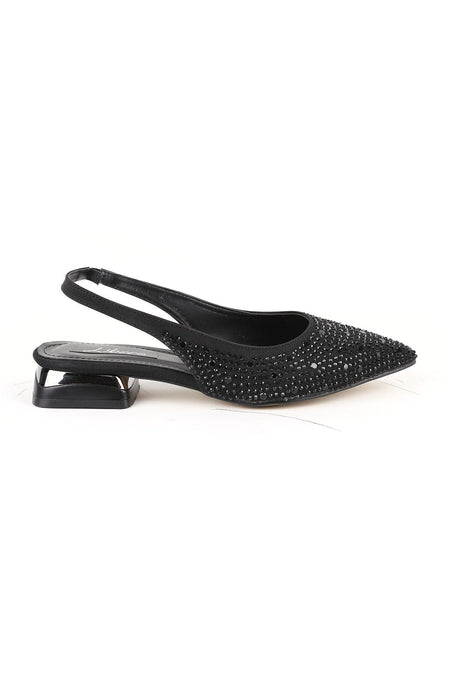 Women's Stone Heeled Shoes Pointed Toe Short Thick Heel Slingback Stylish Evening Dress Jurdan Sole L085K1200 - MALLTURK