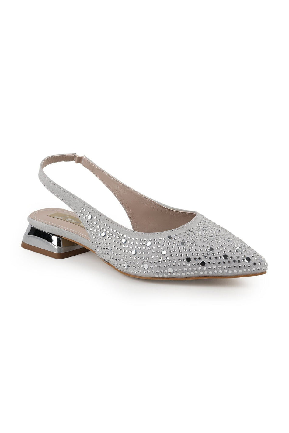 Women's Stone Heeled Shoes Pointed Toe Short Thick Heel Slingback Stylish Evening Dress Jurdan Sole L085K1200 - MALLTURK
