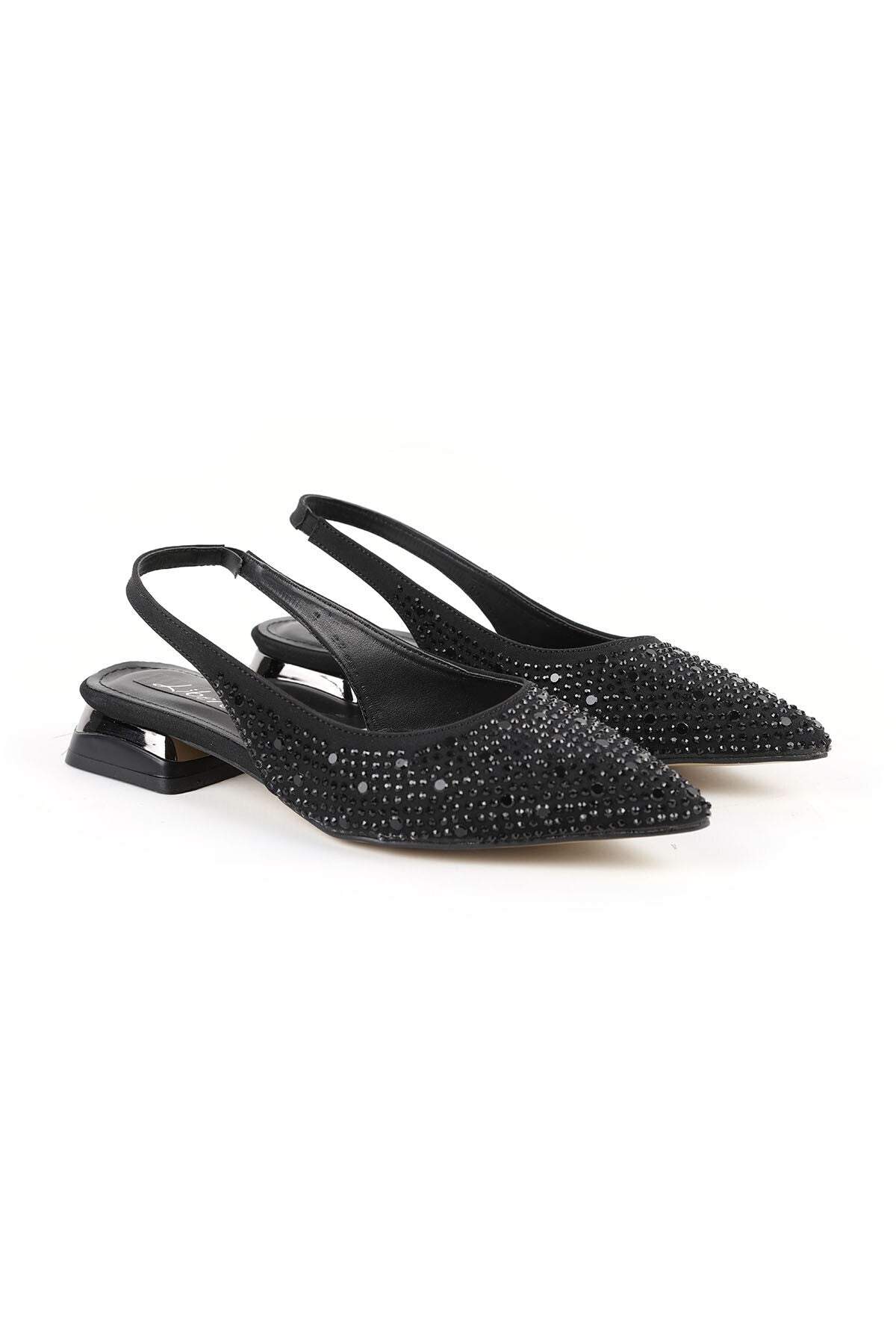 Women's Stone Heeled Shoes Pointed Toe Short Thick Heel Slingback Stylish Evening Dress Jurdan Sole L085K1200 - MALLTURK
