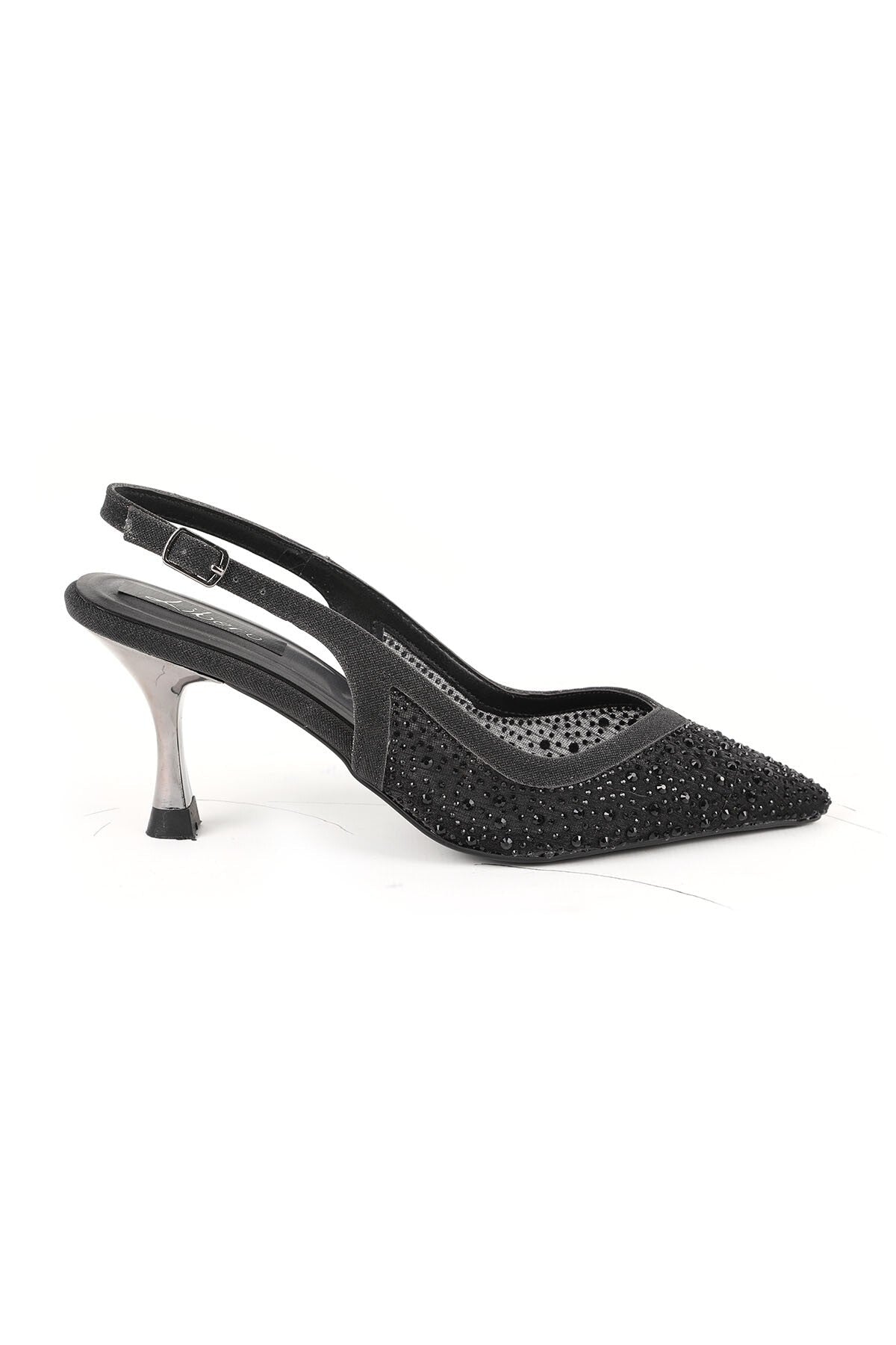 Women's Stone Heeled Shoes Pointed Toe Thin Goblet Heel Tulle Slingback Stylish Evening Dress L085.K227 - MALLTURK