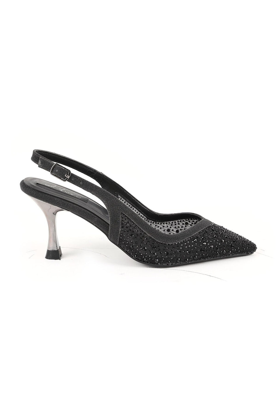 Women's Stone Heeled Shoes Pointed Toe Thin Goblet Heel Tulle Slingback Stylish Evening Dress L085.K227 - MALLTURK