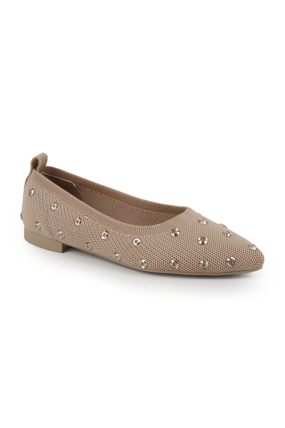 Women's Stoned Knitwear Ballerina Pointed Toe Flexible Comfortable Tpu Sole Casual Shoes L085.K4203 - MALLTURK