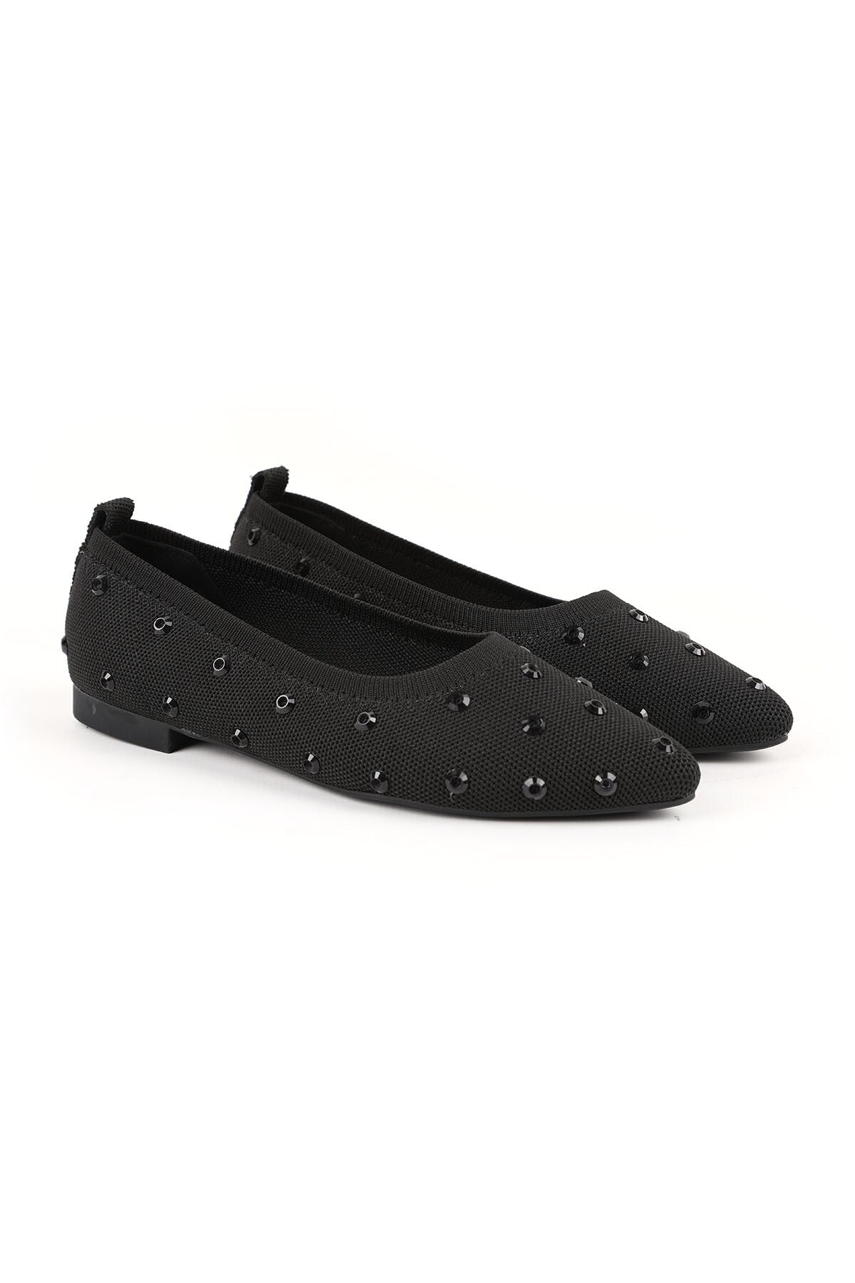 Women's Stoned Knitwear Ballerina Pointed Toe Flexible Comfortable Tpu Sole Casual Shoes L085.K4203 - MALLTURK
