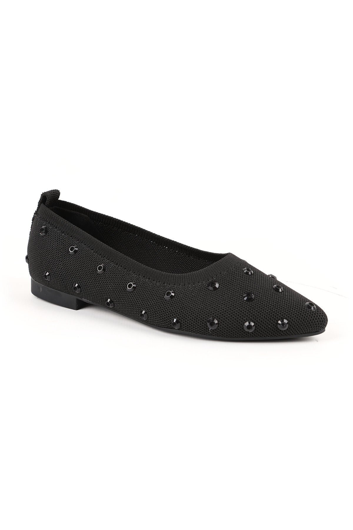 Women's Stoned Knitwear Ballerina Pointed Toe Flexible Comfortable Tpu Sole Casual Shoes L085.K4203 - MALLTURK