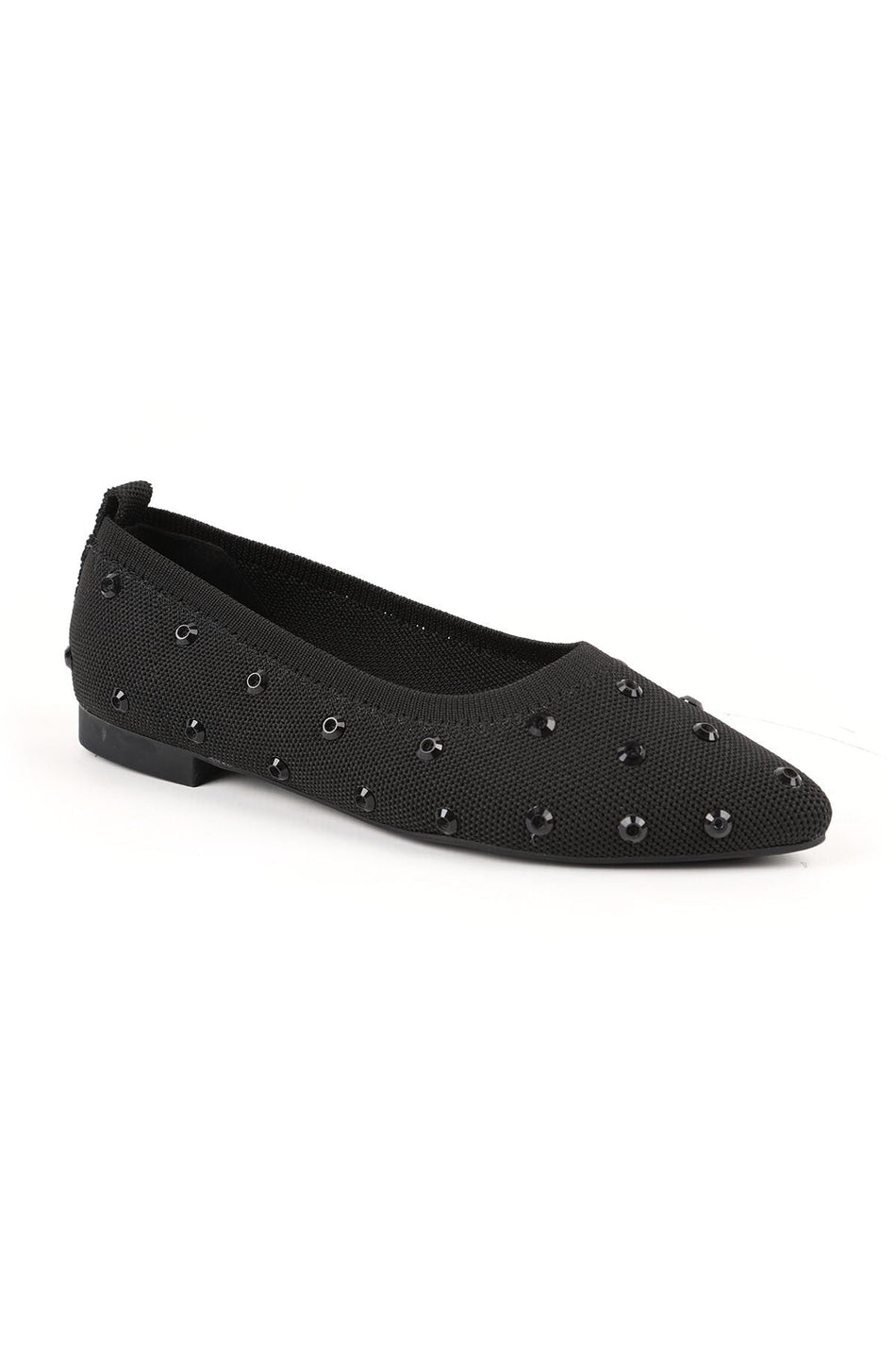 Women's Stoned Knitwear Ballerina Pointed Toe Flexible Comfortable Tpu Sole Casual Shoes L085.K4203 - MALLTURK