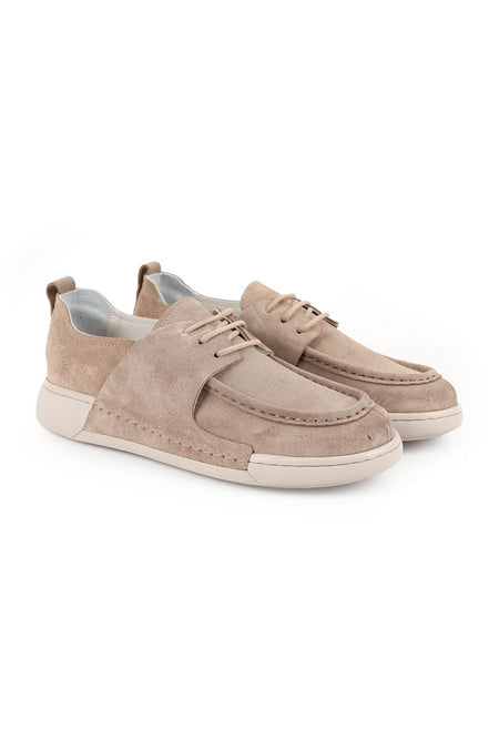 Women's Suede Casual Shoes Moccasin Stitched Natural Rubber Sole Flexible Comfortable Lace-Up Lz5807 - MALLTURK
