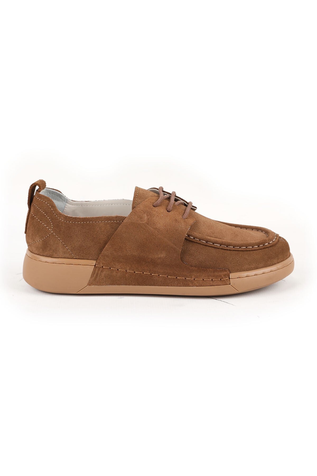 Women's Suede Casual Shoes Moccasin Stitched Natural Rubber Sole Flexible Comfortable Lace-Up Lz5807 - MALLTURK