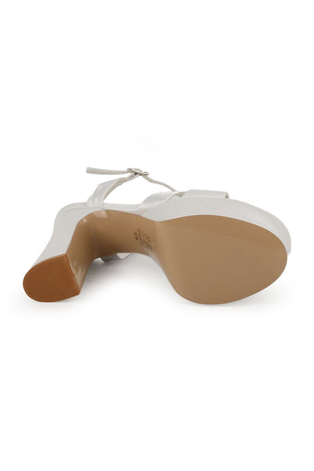Women's Thick Heeled Platform Sandals Satin Fabric Cross-Strapped Wedding Dress Shoes L067.701 - MALLTURK