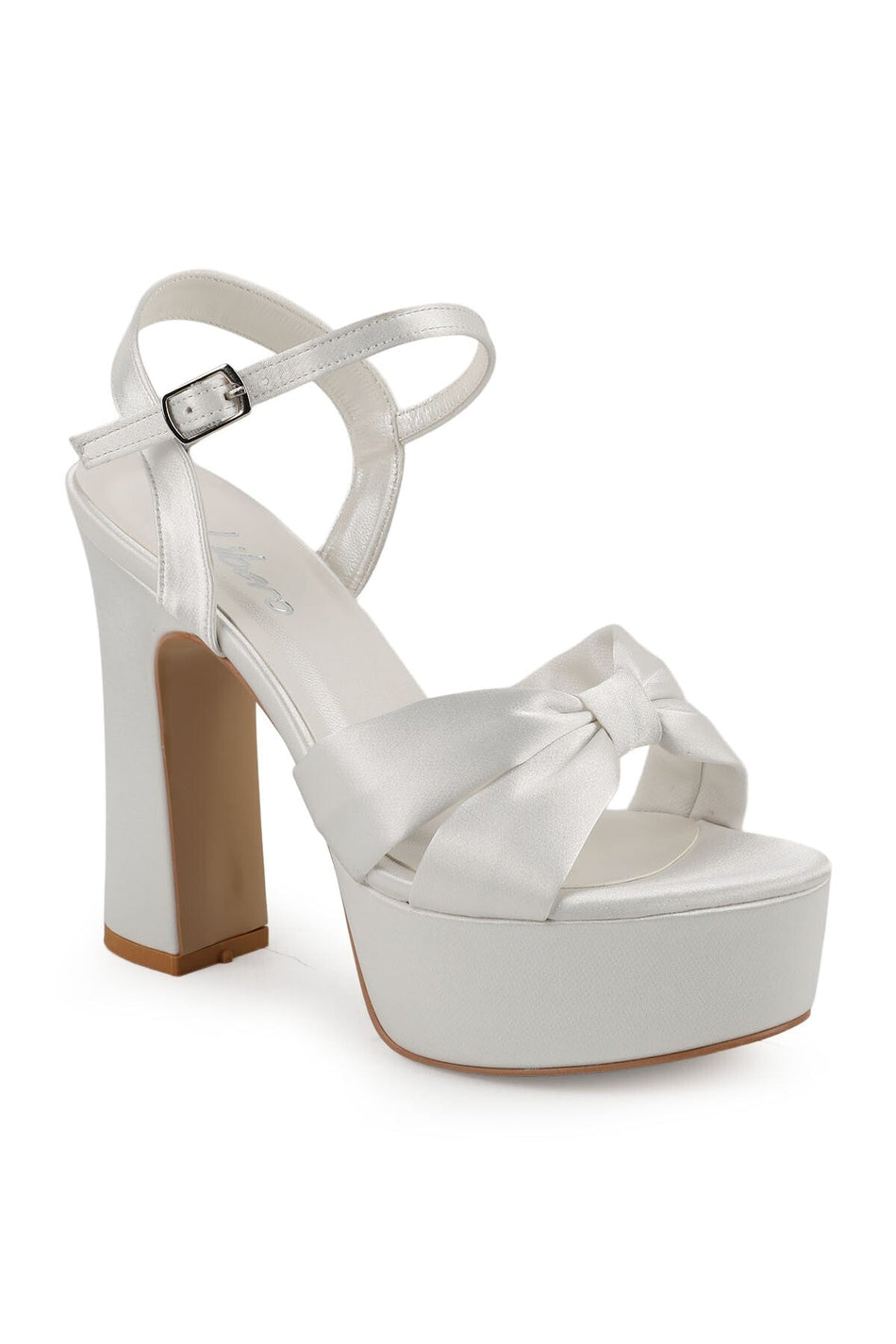 Women's Thick Heeled Platform Sandals Satin Fabric Wedding Dress and Evening Shoes L067.1052 - MALLTURK