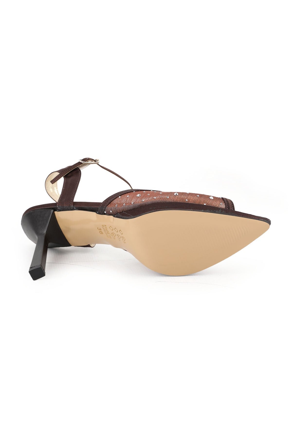 Women's Thin Heeled Sandals with Stone and Tulle Detail, Wedding Dress and Evening Shoes L067.115 - MALLTURK