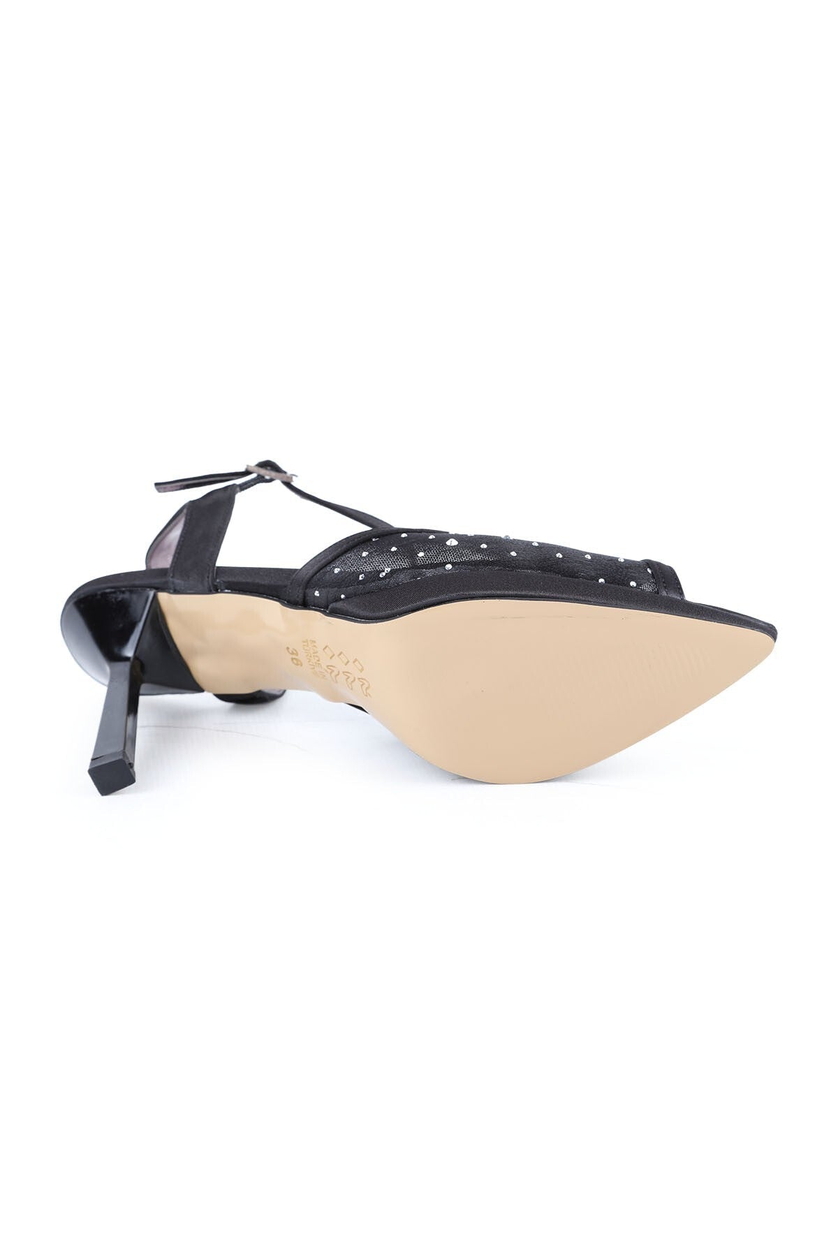 Women's Thin Heeled Sandals with Stone and Tulle Detail, Wedding Dress and Evening Shoes L067.115 - MALLTURK