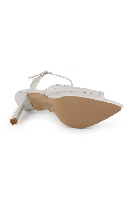 Women's Thin Heeled Sandals with Stone and Tulle Detail, Wedding Dress and Evening Shoes L067.115 - MALLTURK