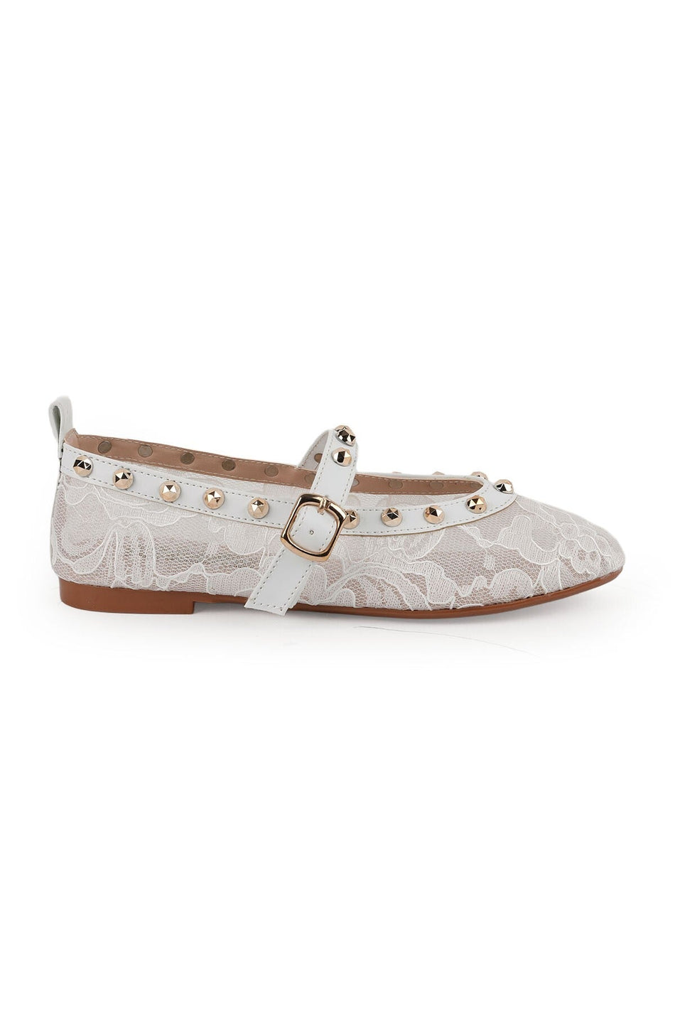 Women's Tulle Ballerina Shoes with Staple Detail and Straps, Stylish, Transparent, Flexible, Comfortable, Tpu Sole L085.K878 - MALLTURK