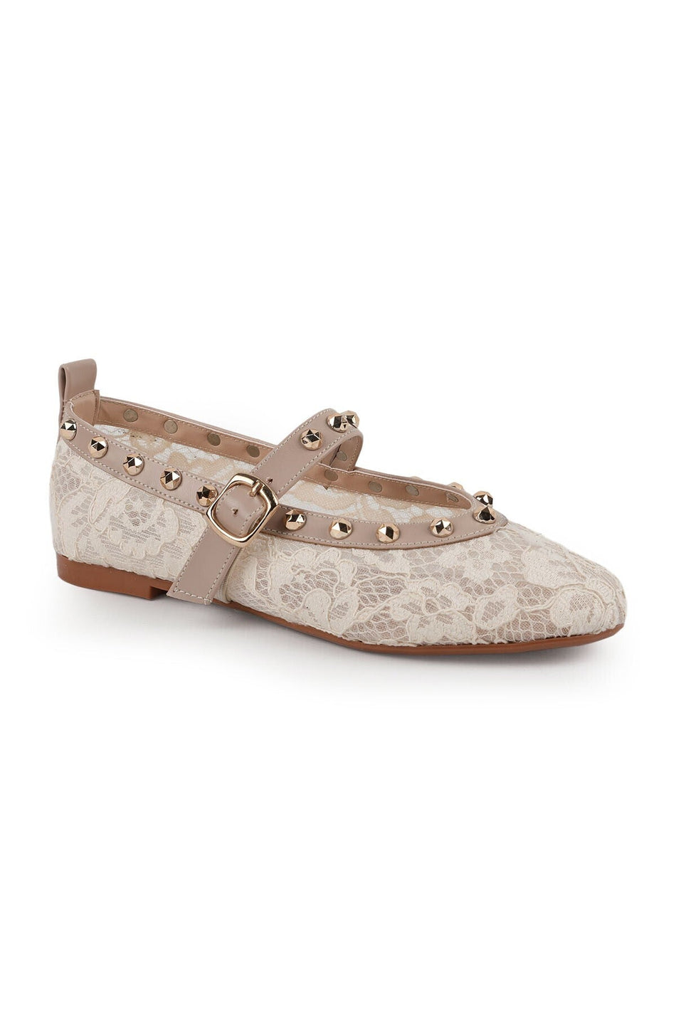 Women's Tulle Ballerina Shoes with Staple Detail and Straps, Stylish, Transparent, Flexible, Comfortable, Tpu Sole L085.K878 - MALLTURK