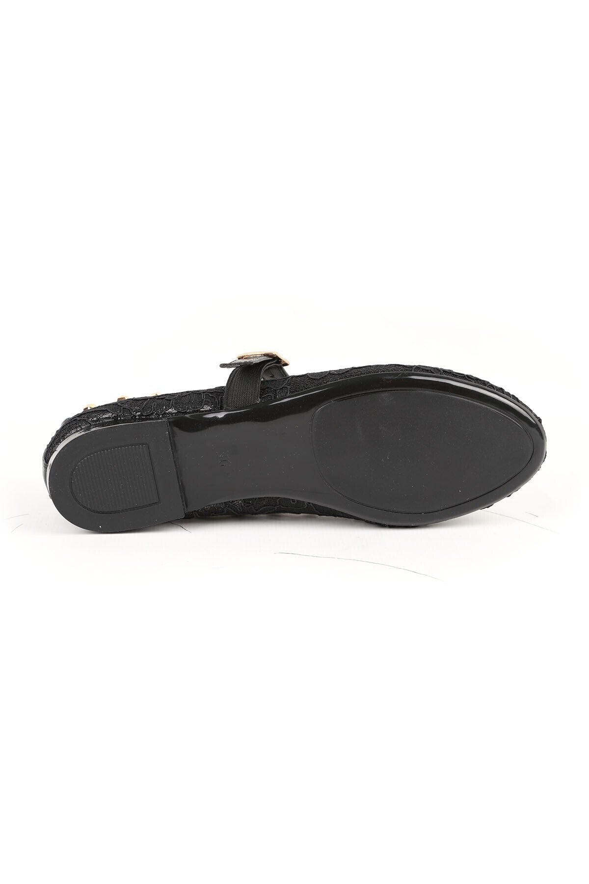 Women's Tulle Ballerina Shoes with Staple Detail and Straps, Stylish, Transparent, Flexible, Comfortable, Tpu Sole L085.K878 - MALLTURK