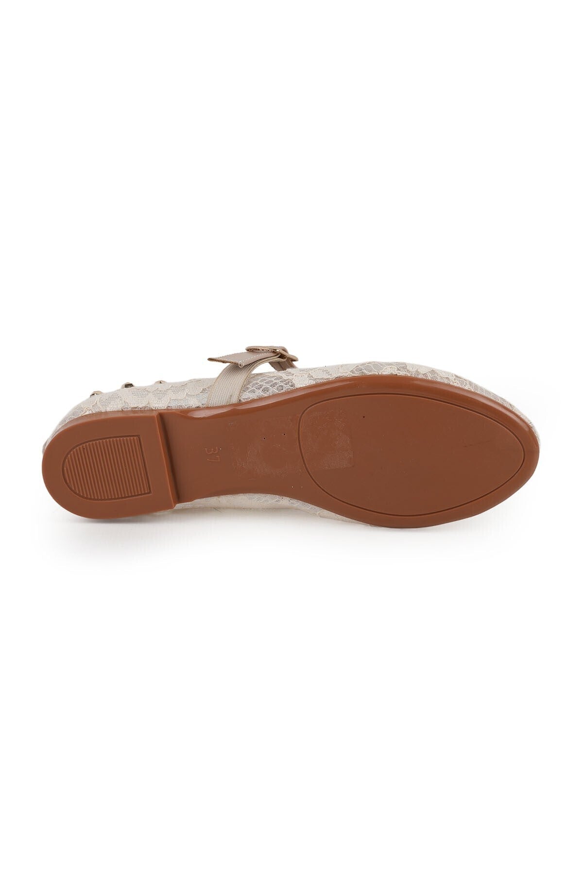 Women's Tulle Ballerina Shoes with Staple Detail and Straps, Stylish, Transparent, Flexible, Comfortable, Tpu Sole L085.K878 - MALLTURK
