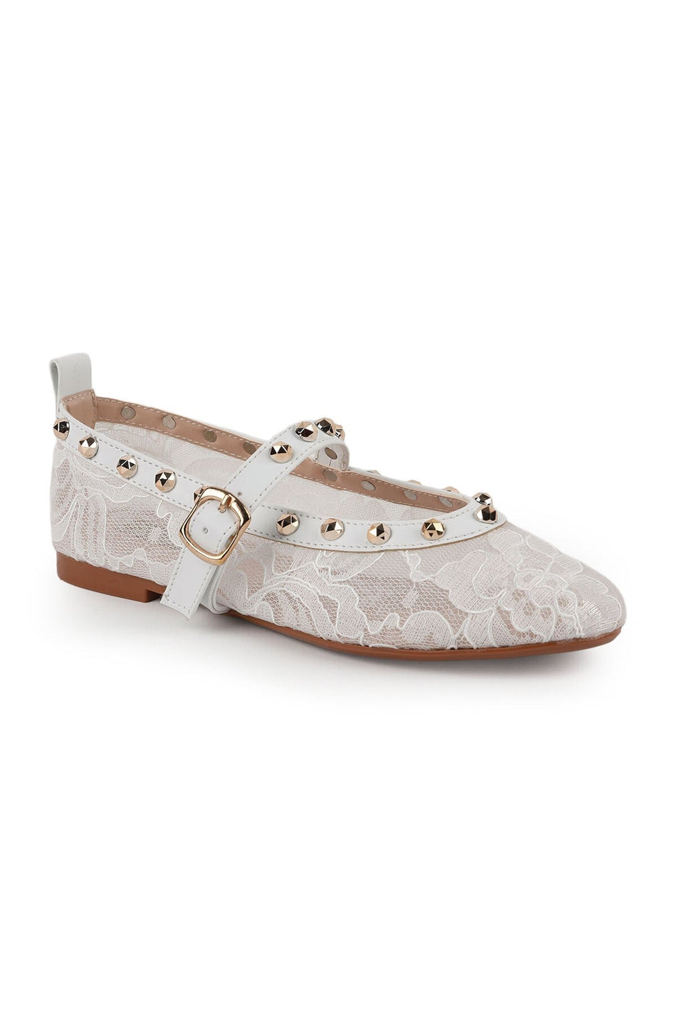 Women's Tulle Ballerina Shoes with Staple Detail and Straps, Stylish, Transparent, Flexible, Comfortable, Tpu Sole L085.K878 - MALLTURK