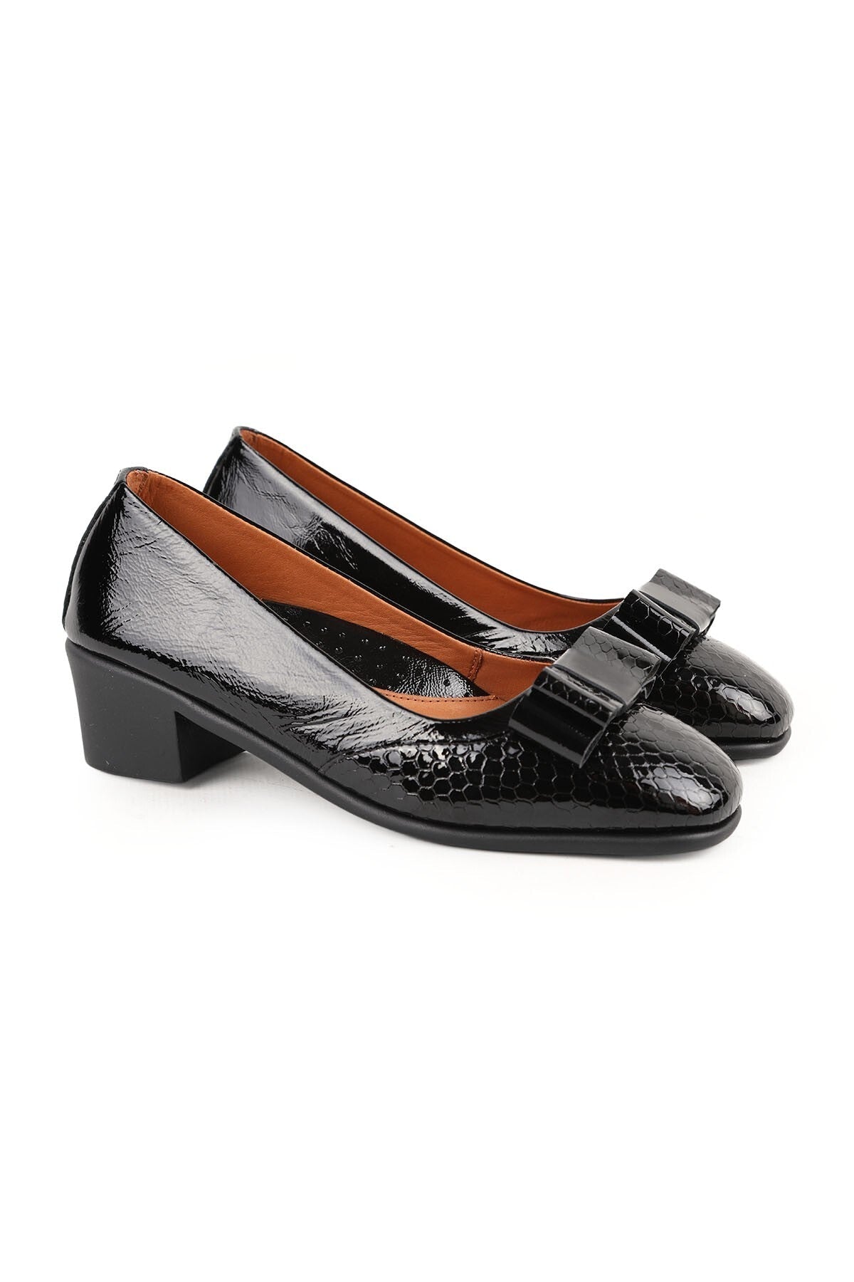 Women's Wedge Heeled Shoes Short Heeled Snake Print Bow Mother's Shoes L031.26143241 - MALLTURK