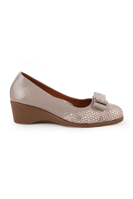 Women's Wedge Heeled Shoes Short Heeled Snake Print Bow Mother's Shoes L031.26143241 - MALLTURK