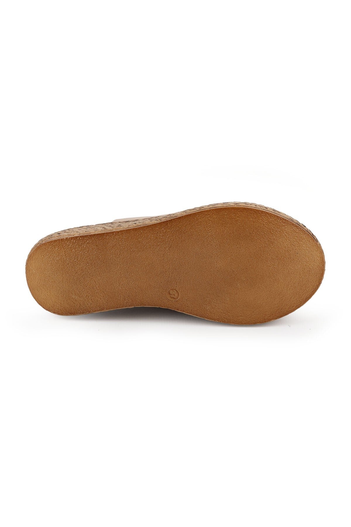 Women's Wedge Heeled Slippers Open Toe Slip-On Floral Thick Sole Antique Leather L078.7715 - MALLTURK