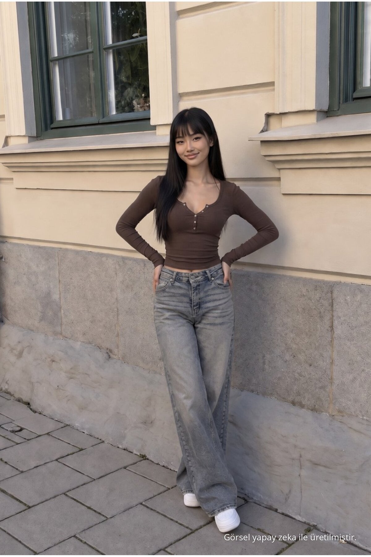 Women's Wide Leg High Waist Jeans Sky Blue - MALLTURK