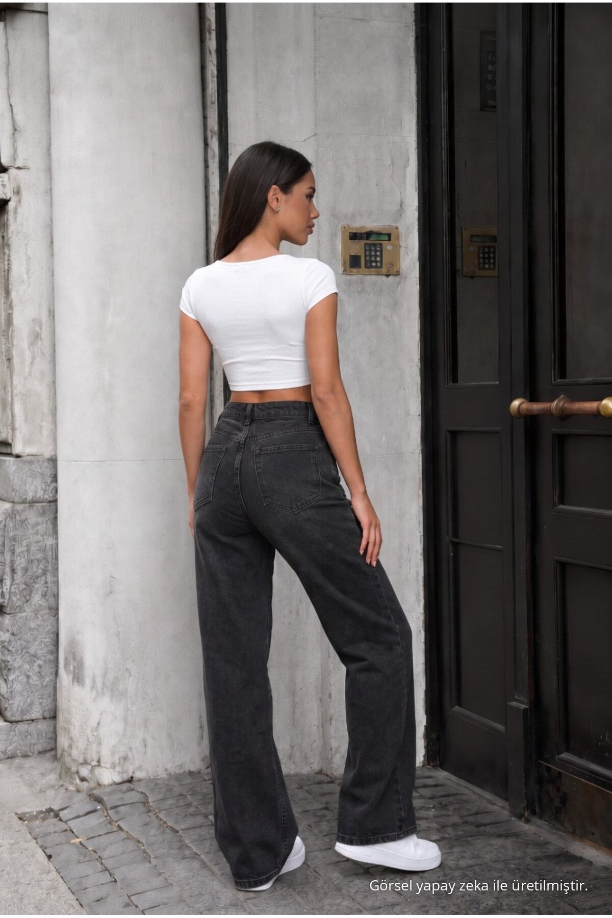 Yüksek Bel Wide Leg Bol Paça Yıkamalı Jean SİYAH EFEKTLİ - MALLTURK