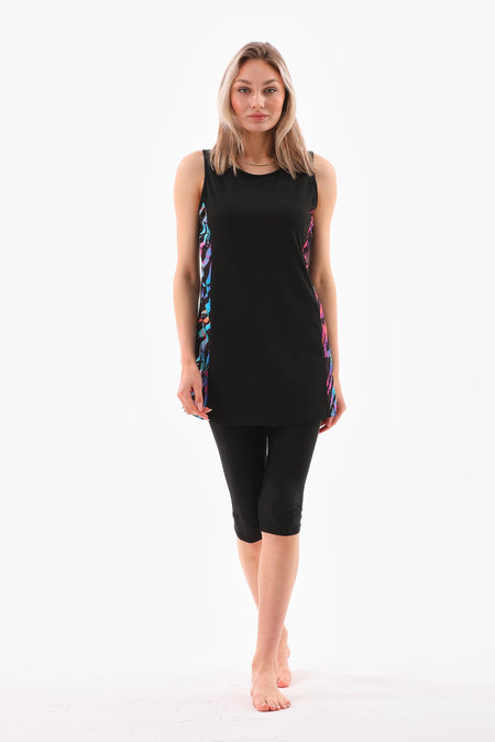 Zero Sleeve Piece Patterned Swimsuit - MALLTURK