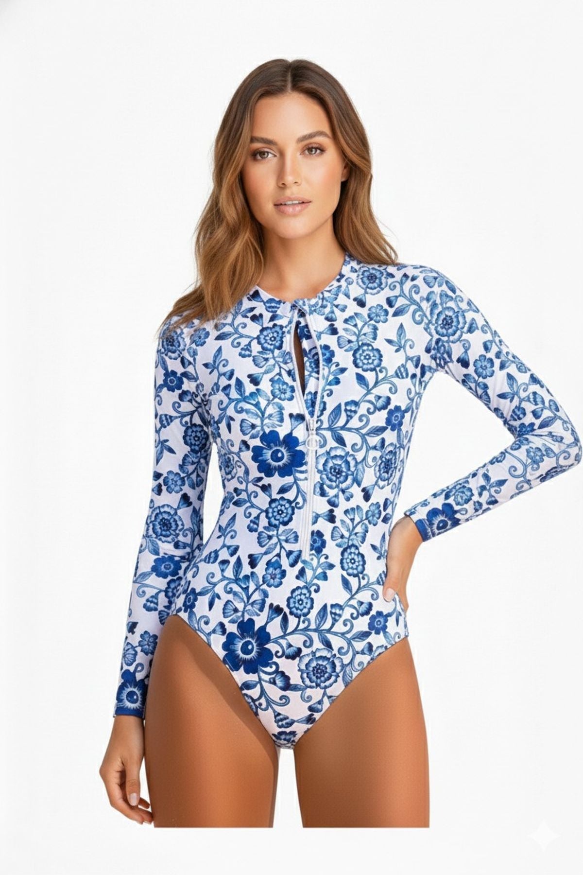 Zipped Long-Sleeved Swim Trunks Jumpsuit Swimsuit - MALLTURK