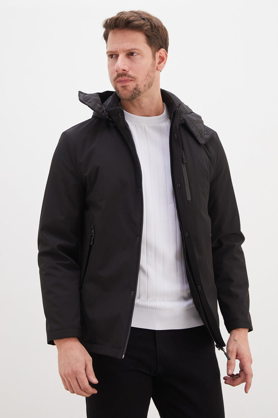 Zippered, Detachable Hooded Coat - MALLTURK
