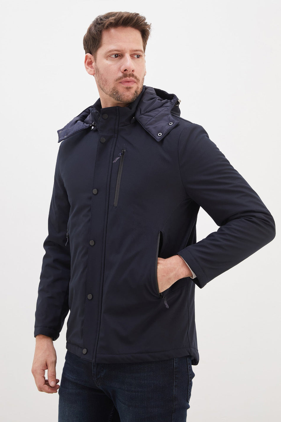 Zippered, Detachable Hooded Coat - MALLTURK